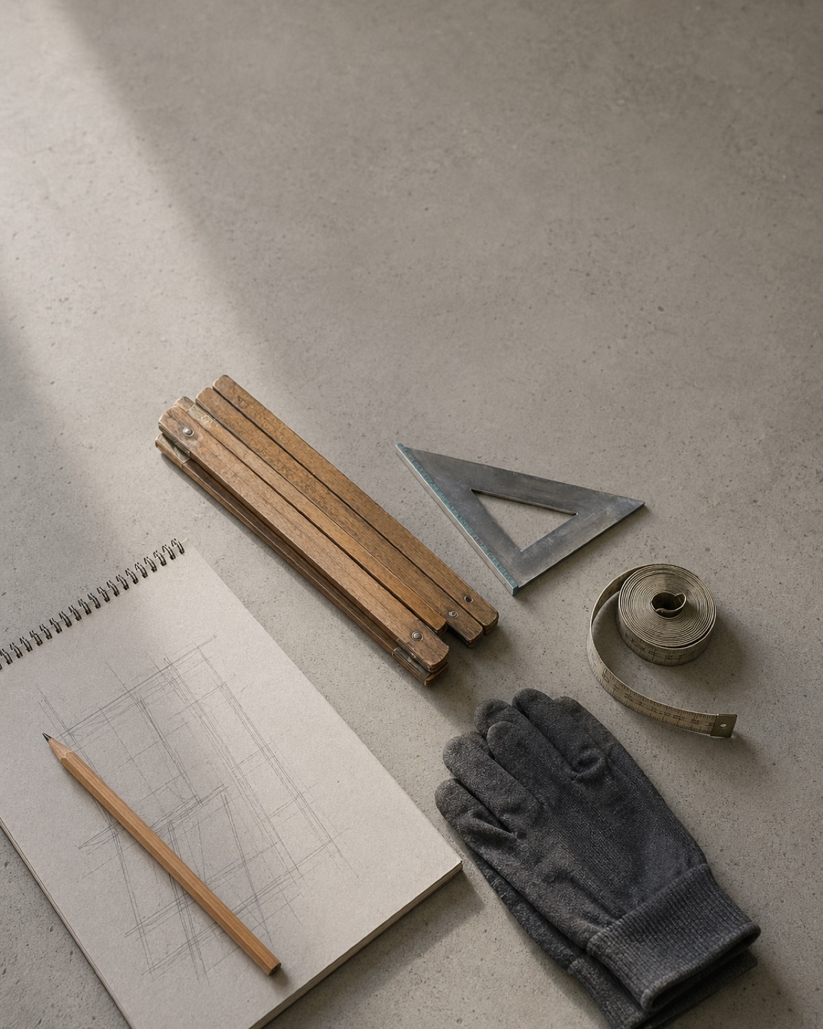 作業道具のフラットレイ