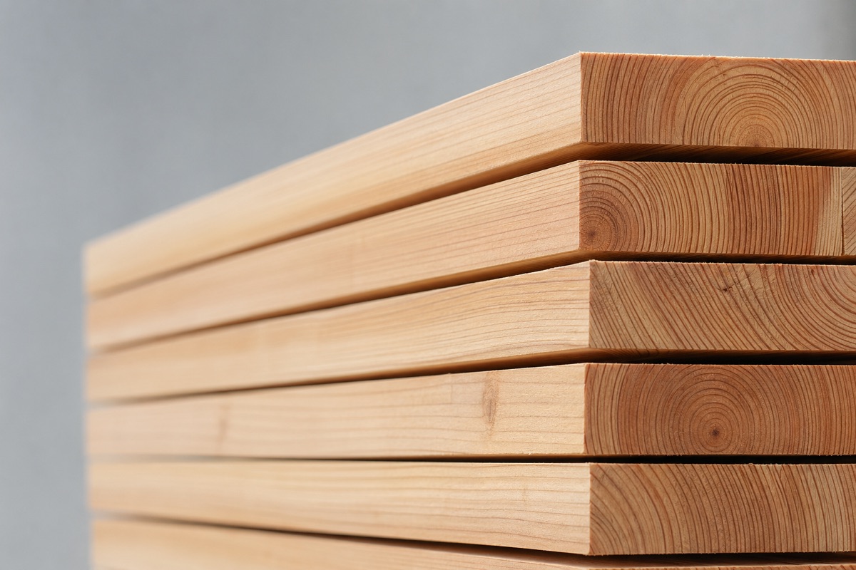 木材の積層の接写